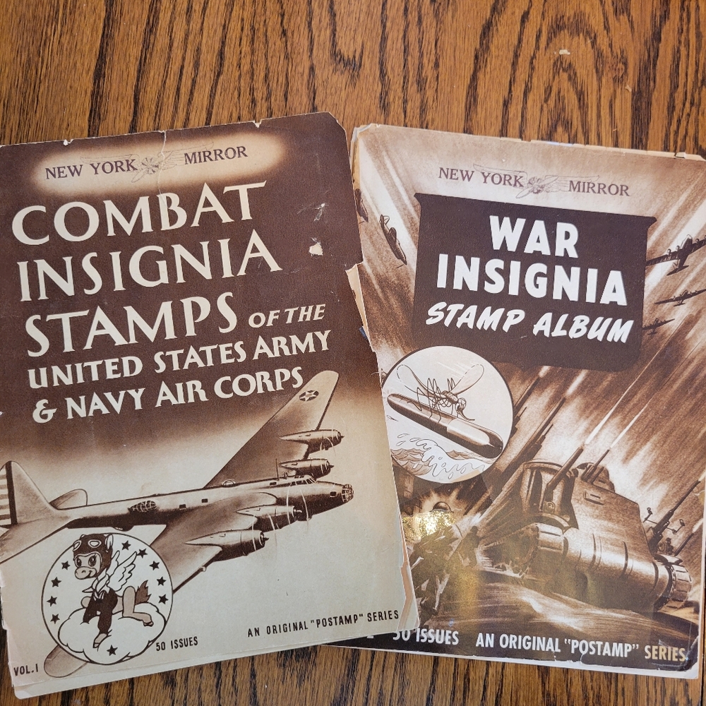 Combat & War Insignia Stamps Books US Army Navy Air Corps - Vols I & 2 ~ 1942 ~